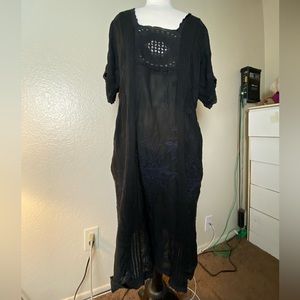 Johnny Was Black Midi Dress